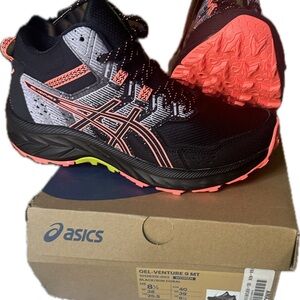 Asics Gel-Venture 9 MT Black and Coral Athletic Shoes